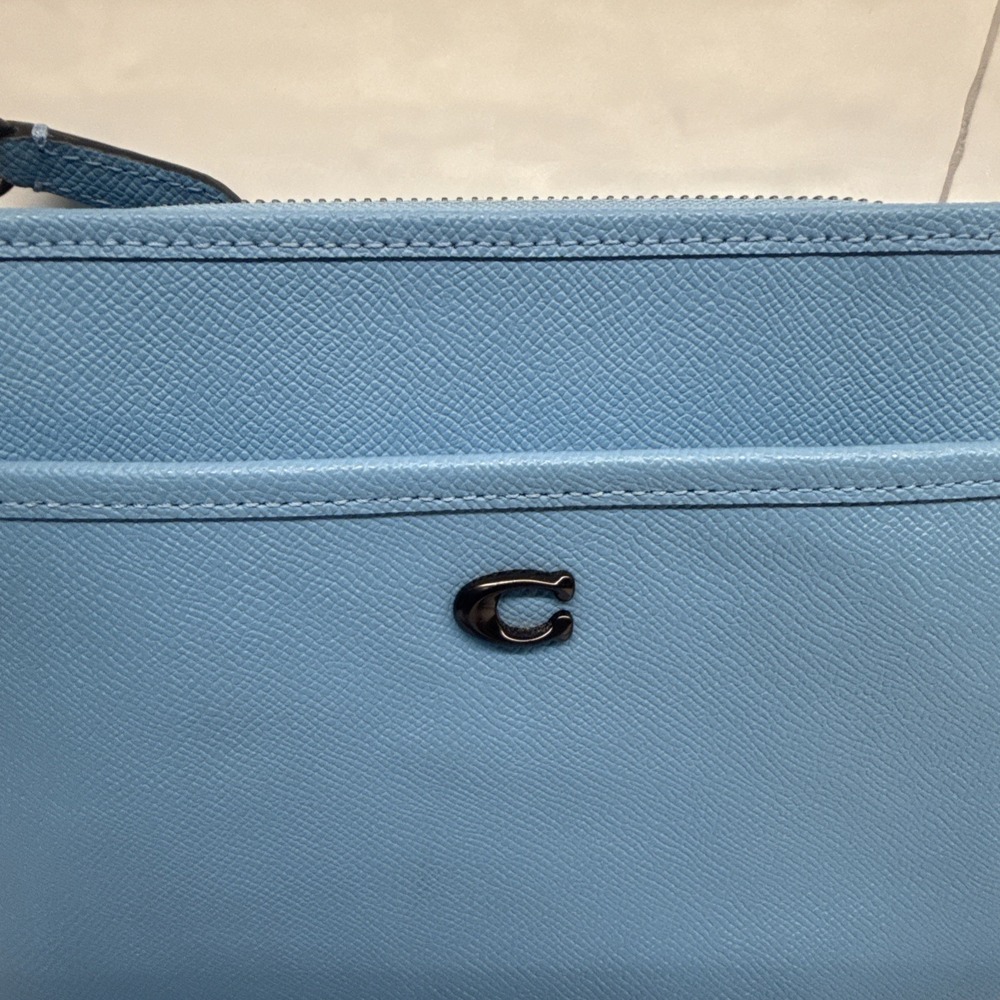COACH Kitt Messenger Crossbody Bag Blue Crossgrain Leather Shoulder Purse CLEAN! - Picture 3 of 16